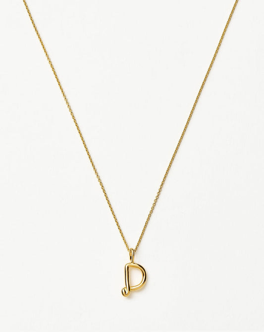 Curly Molten Mini Initial Necklace - D | 18ct Gold Vermeil Necklaces Missoma