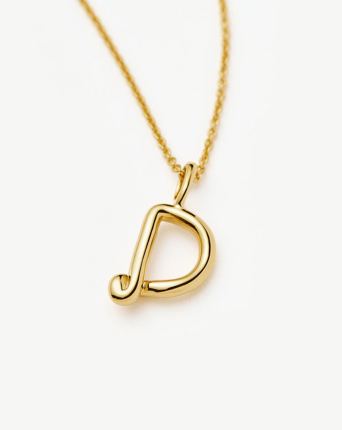 Curly Molten Mini Initial Necklace - D | 18ct Gold Vermeil Necklaces Missoma