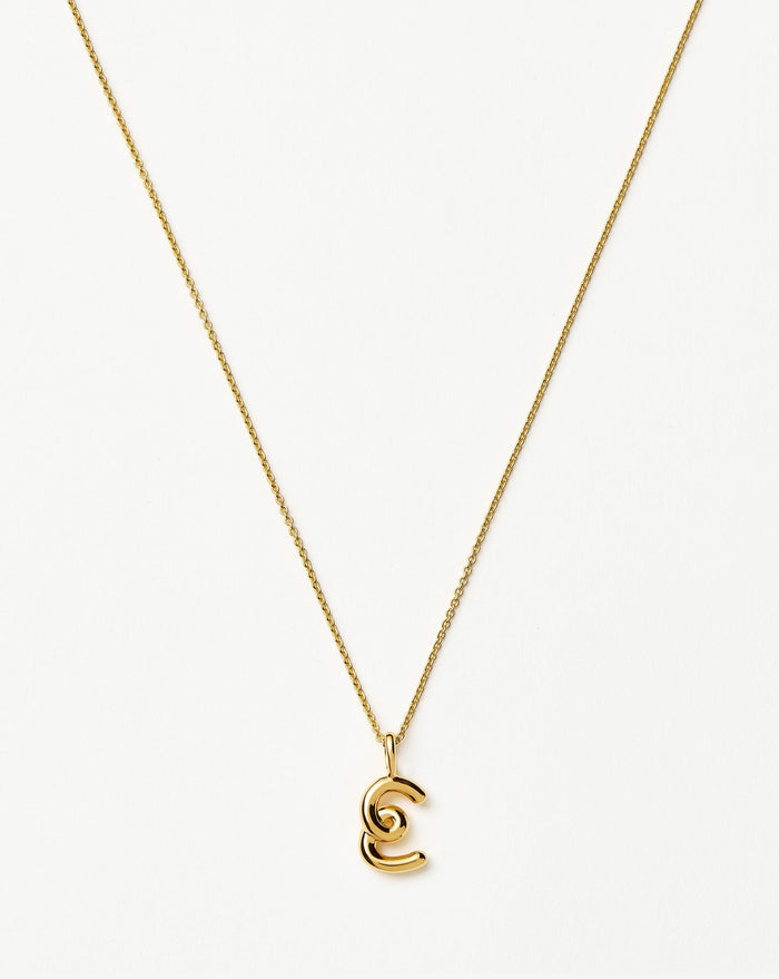 Curly Molten Mini Initial Necklace - E | 18ct Gold Vermeil Necklaces Missoma