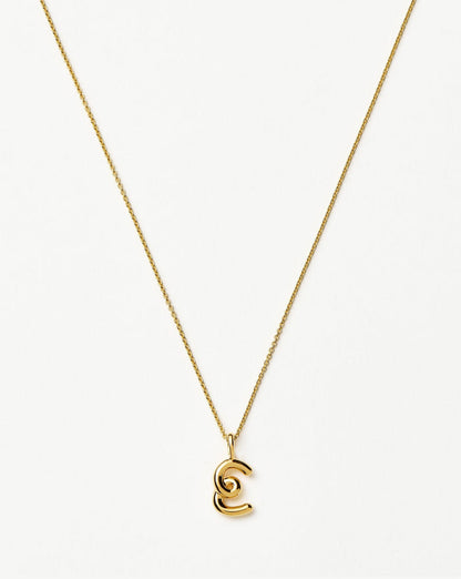 Curly Molten Mini Initial Necklace - E | 18ct Gold Vermeil Necklaces Missoma