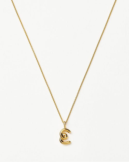Curly Molten Mini Initial Necklace - E | 18ct Gold Vermeil Necklaces Missoma