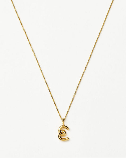 Curly Molten Mini Initial Necklace - E | 18ct Gold Vermeil Necklaces Missoma
