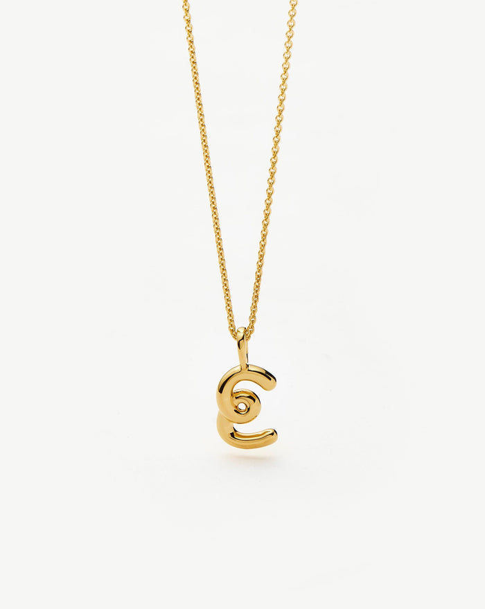 Curly Molten Mini Initial Necklace - E | 18ct Gold Vermeil Necklaces Missoma