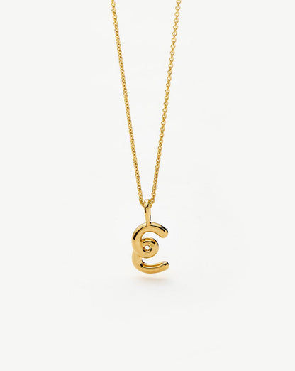 Curly Molten Mini Initial Necklace - E | 18ct Gold Vermeil Necklaces Missoma