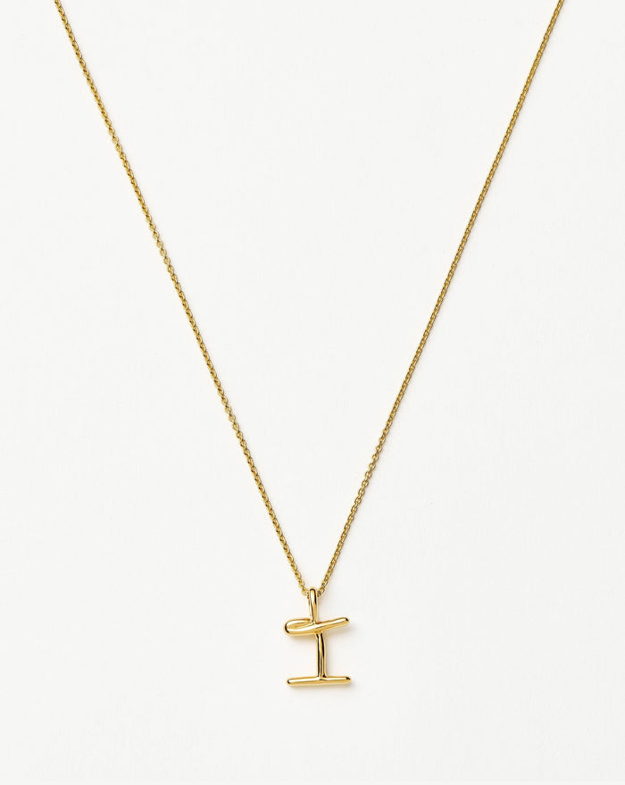 Curly Molten Mini Initial Necklace - I | 18ct Gold Vermeil Necklaces Missoma