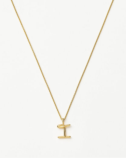 Curly Molten Mini Initial Necklace - I | 18ct Gold Vermeil Necklaces Missoma