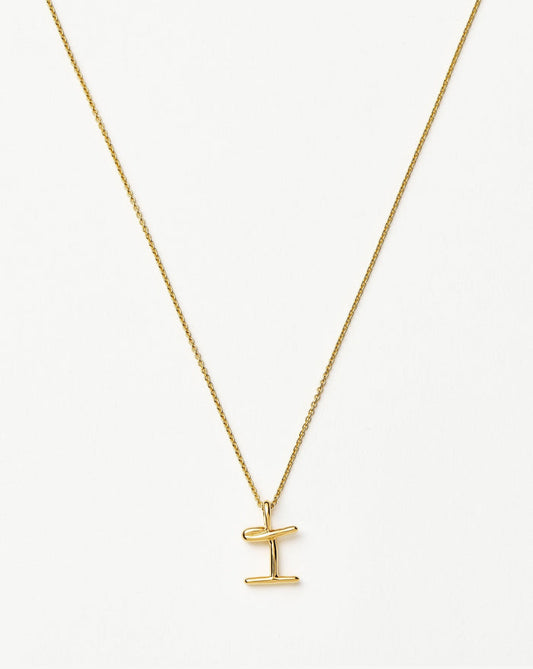 Curly Molten Mini Initial Necklace - I | 18ct Gold Vermeil Necklaces Missoma