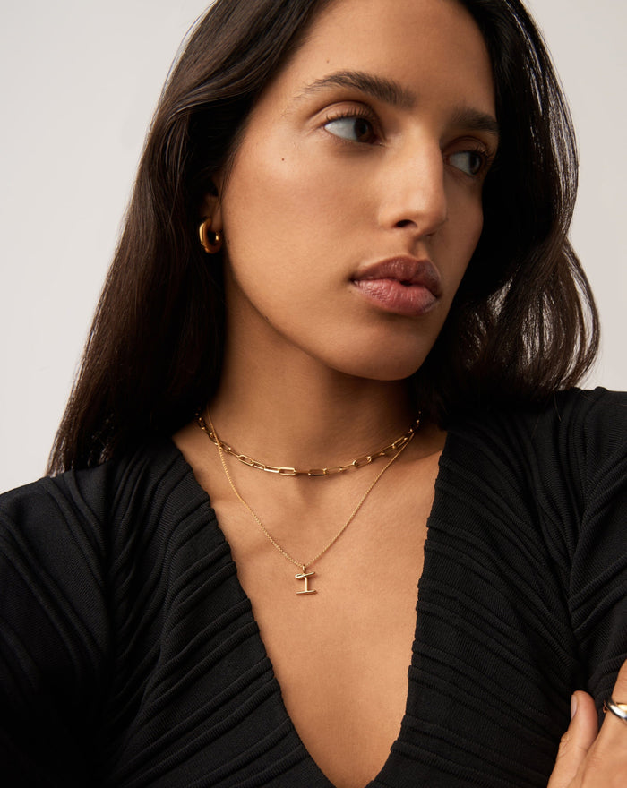 Curly Molten Mini Initial Necklace - I | 18ct Gold Vermeil Necklaces Missoma