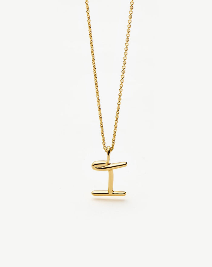 Curly Molten Mini Initial Necklace - I | 18ct Gold Vermeil Necklaces Missoma