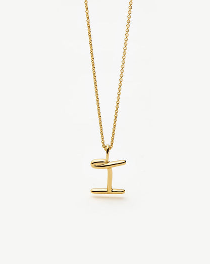 Curly Molten Mini Initial Necklace - I | 18ct Gold Vermeil Necklaces Missoma