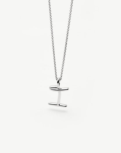 Curly Molten Mini Initial Necklace - I | Sterling Silver Necklaces Missoma