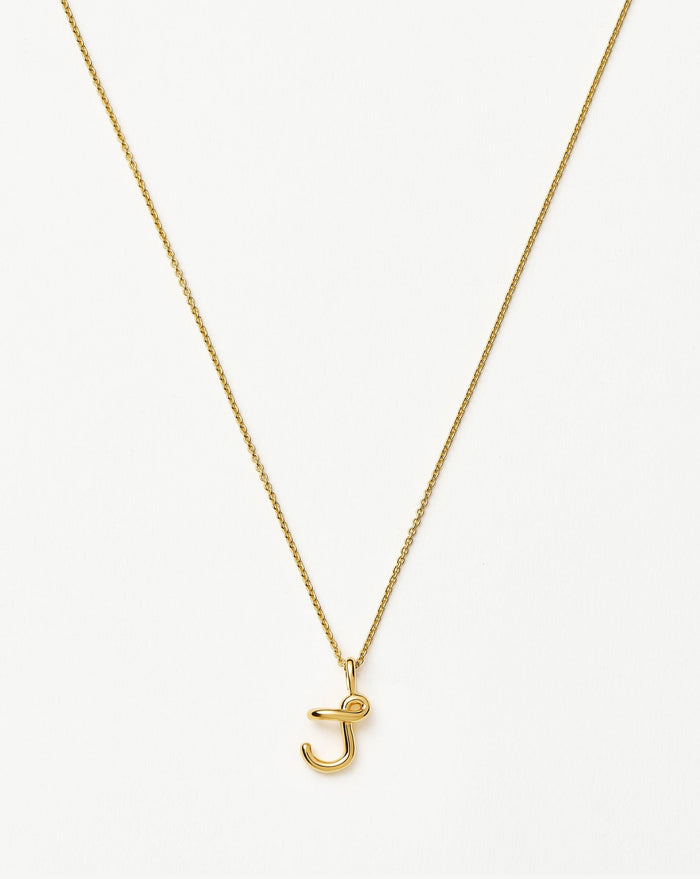 Curly Molten Mini Initial Necklace - J | 18ct Gold Vermeil Necklaces Missoma
