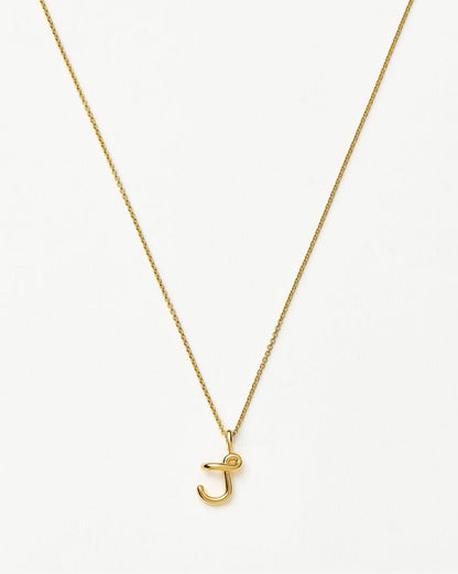 Curly Molten Mini Initial Necklace - J | 18ct Gold Vermeil Necklaces Missoma