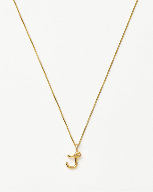 Curly Molten Mini Initial Necklace - J | 18ct Gold Vermeil Necklaces Missoma