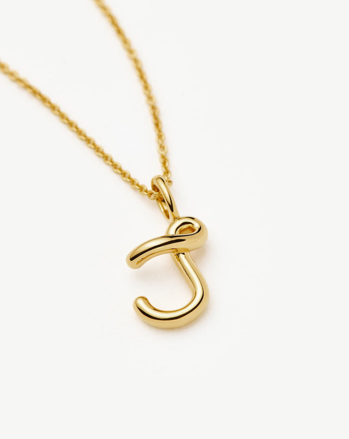 Curly Molten Mini Initial Necklace - J | 18ct Gold Vermeil Necklaces Missoma