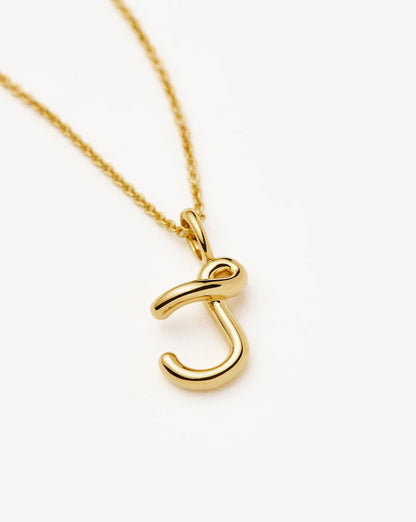 Curly Molten Mini Initial Necklace - J | 18ct Gold Vermeil Necklaces Missoma