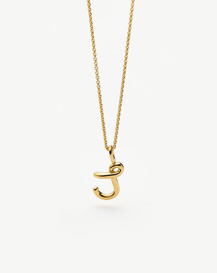 Curly Molten Mini Initial Necklace - J | 18ct Gold Vermeil Necklaces Missoma