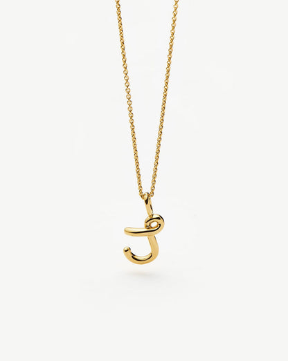 Curly Molten Mini Initial Necklace - J | 18ct Gold Vermeil Necklaces Missoma