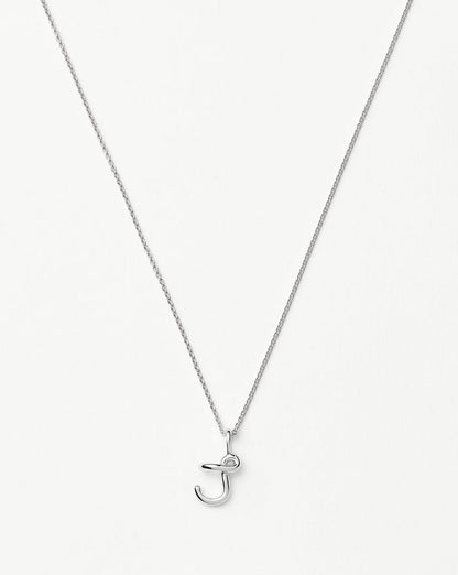 Curly Molten Mini Initial Necklace - J | Sterling Silver Necklaces Missoma