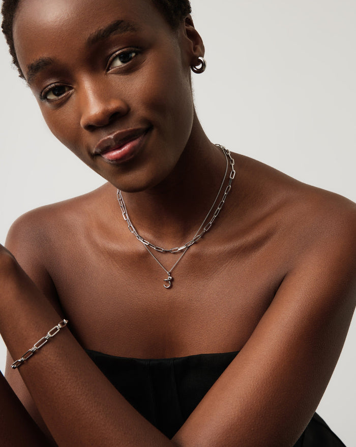 Curly Molten Mini Initial Necklace - J | Sterling Silver Necklaces Missoma