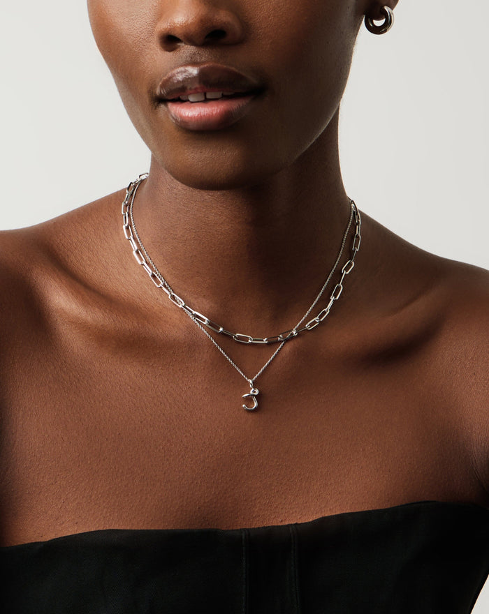 Curly Molten Mini Initial Necklace - J | Sterling Silver Necklaces Missoma