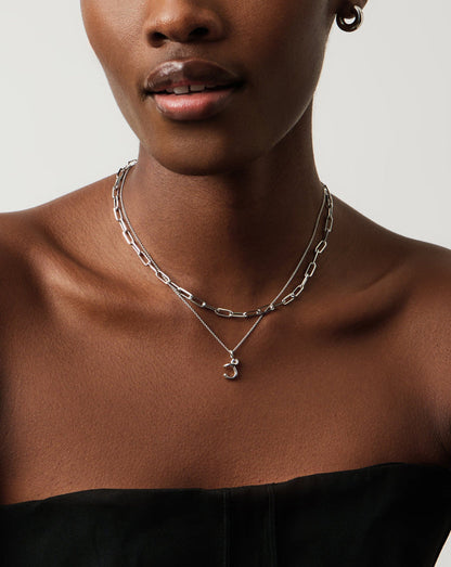 Curly Molten Mini Initial Necklace - J | Sterling Silver Necklaces Missoma