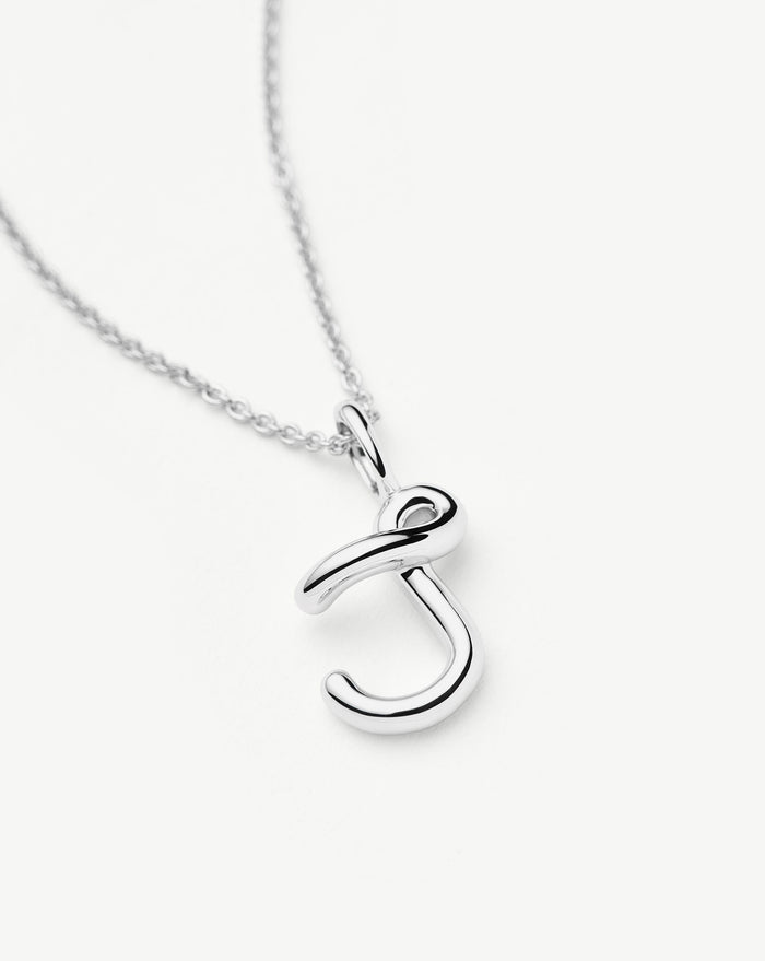 Curly Molten Mini Initial Necklace - J | Sterling Silver Necklaces Missoma