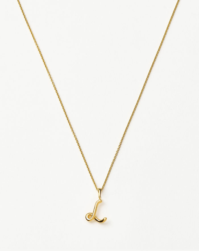 Curly Molten Mini Initial Necklace - L | 18ct Gold Vermeil Necklaces Missoma