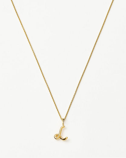 Curly Molten Mini Initial Necklace - L | 18ct Gold Vermeil Necklaces Missoma