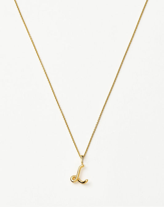 Curly Molten Mini Initial Necklace - L | 18ct Gold Vermeil Necklaces Missoma