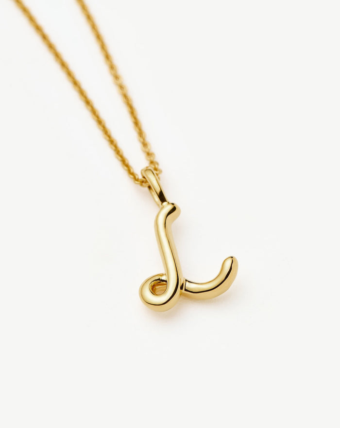 Curly Molten Mini Initial Necklace - L | 18ct Gold Vermeil Necklaces Missoma