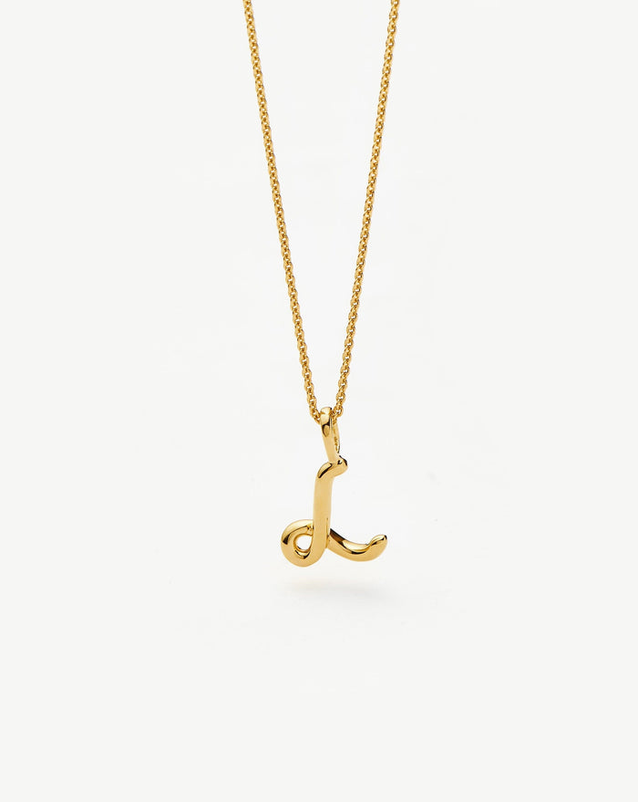 Curly Molten Mini Initial Necklace - L | 18ct Gold Vermeil Necklaces Missoma
