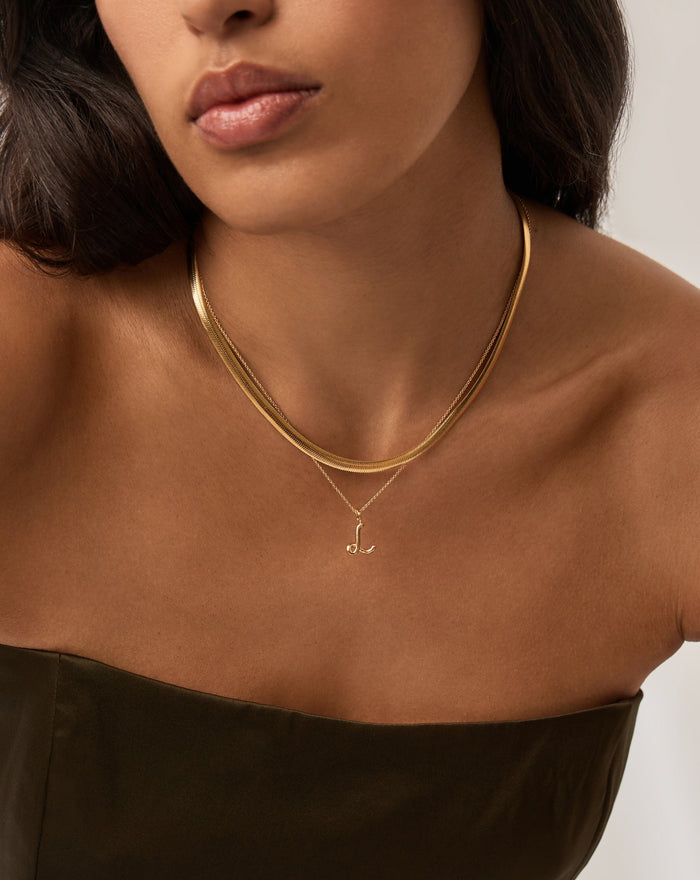 Curly Molten Mini Initial Necklace - L | 18ct Gold Vermeil Necklaces Missoma
