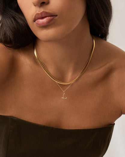 Curly Molten Mini Initial Necklace - L | 18ct Gold Vermeil Necklaces Missoma