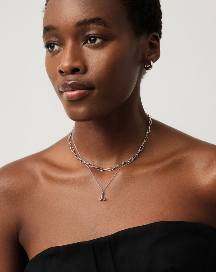 Curly Molten Mini Initial Necklace - L | Sterling Silver Necklaces Missoma