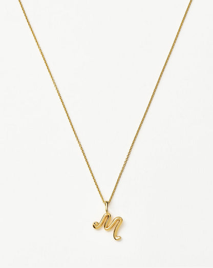 Curly Molten Mini Initial Necklace - M | 18ct Gold Vermeil Necklaces Missoma