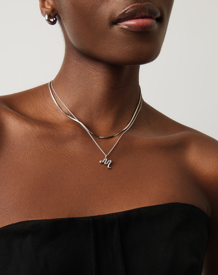 Curly Molten Mini Initial Necklace - M | Sterling Silver Necklaces Missoma