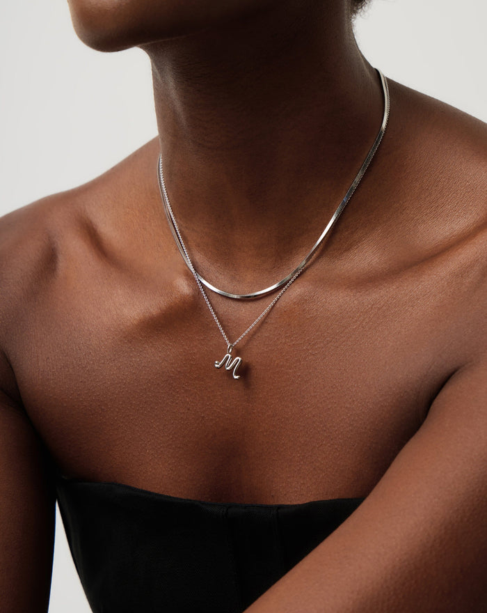 Curly Molten Mini Initial Necklace - M | Sterling Silver Necklaces Missoma