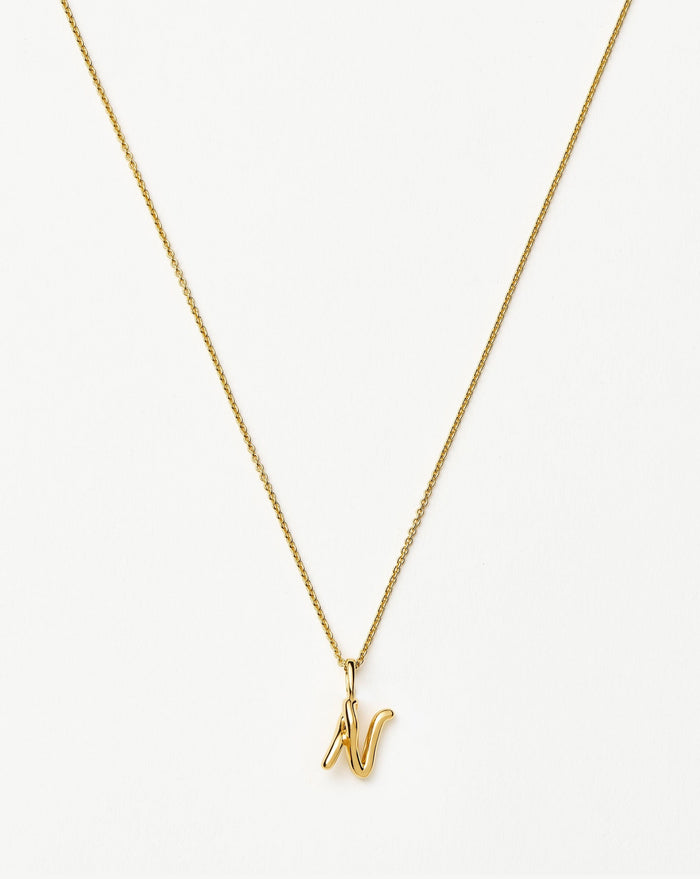 Curly Molten Mini Initial Necklace - N | 18ct Gold Vermeil Necklaces Missoma