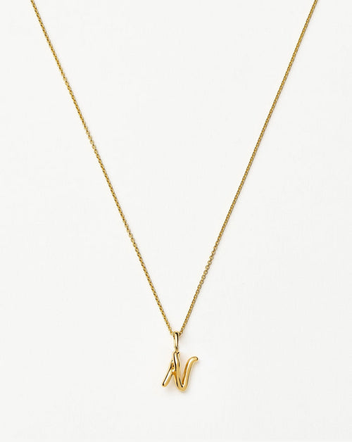 Curly Molten Mini Initial Necklace - N | 18ct Gold Vermeil Necklaces Missoma