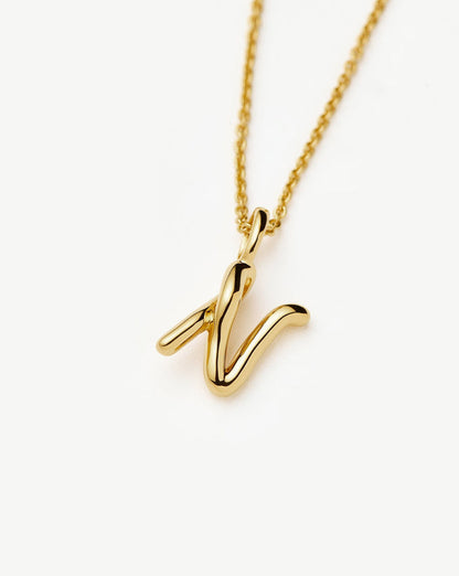 Curly Molten Mini Initial Necklace - N | 18ct Gold Vermeil Necklaces Missoma