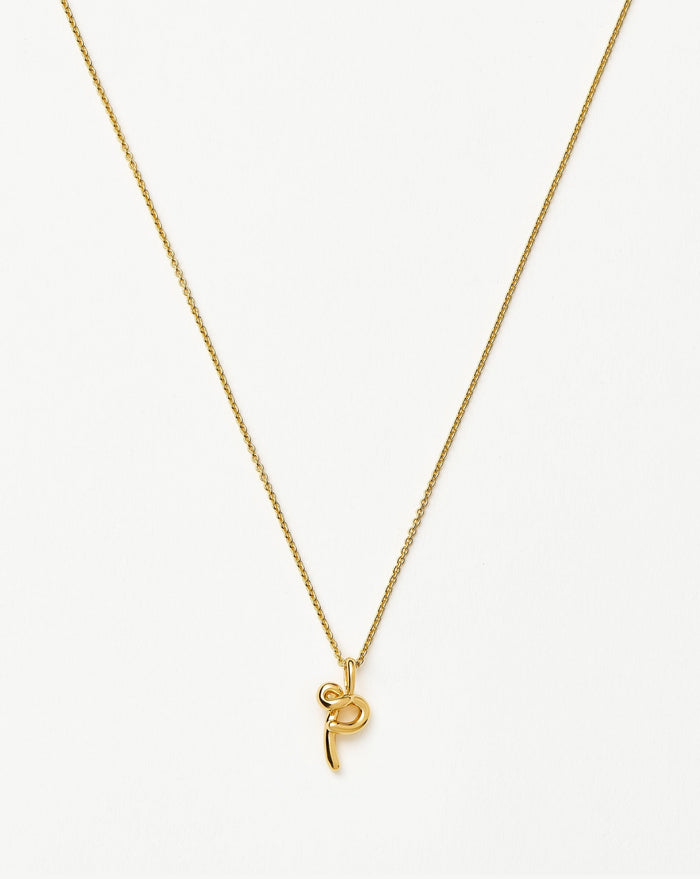Curly Molten Mini Initial Necklace - P | 18ct Gold Vermeil Necklaces Missoma
