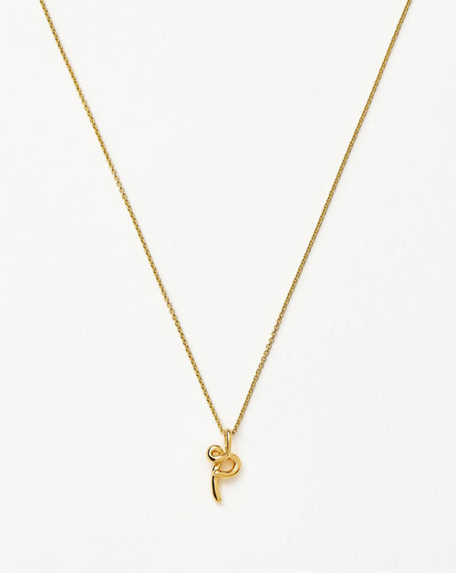 Curly Molten Mini Initial Necklace - P | 18ct Gold Vermeil Necklaces Missoma