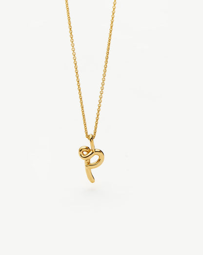 Curly Molten Mini Initial Necklace - P | 18ct Gold Vermeil Necklaces Missoma