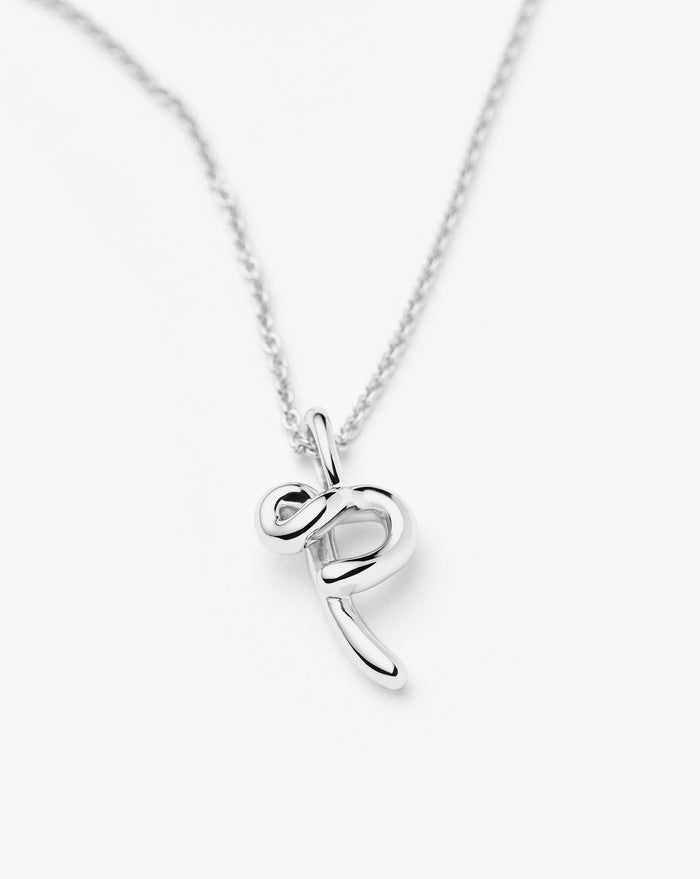 Curly Molten Mini Initial Necklace - P | Sterling Silver Necklaces Missoma