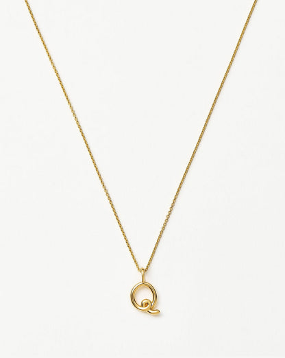 Curly Molten Mini Initial Necklace - Q | 18ct Gold Vermeil Necklaces Missoma