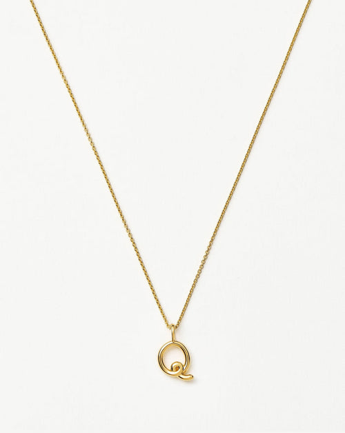 Curly Molten Mini Initial Necklace - Q | 18ct Gold Vermeil Necklaces Missoma