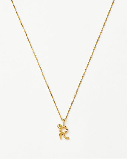 Curly Molten Mini Initial Necklace - R | 18ct Gold Vermeil Necklaces Missoma