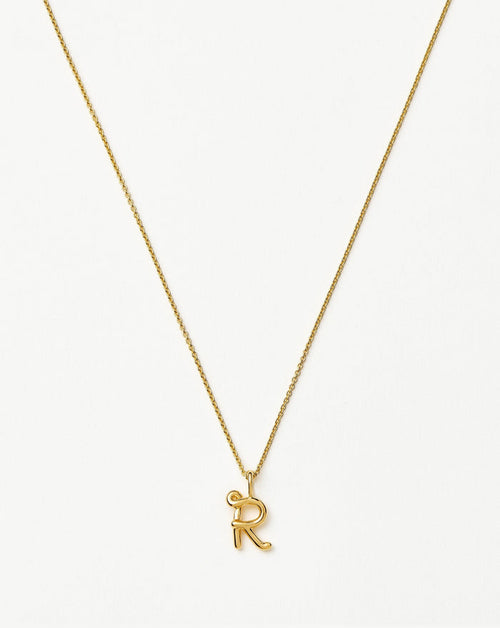 Curly Molten Mini Initial Necklace - R | 18ct Gold Vermeil Necklaces Missoma