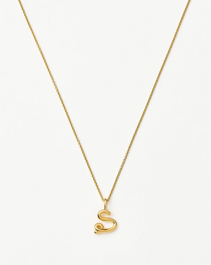 Curly Molten Mini Initial Necklace - S | 18ct Gold Vermeil Necklaces Missoma